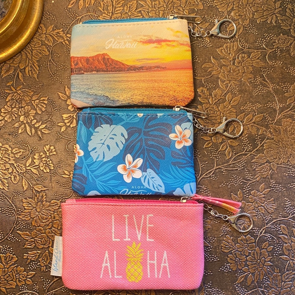 NWOT Lot of Three Hawaii Aloha Themed Coin Purses